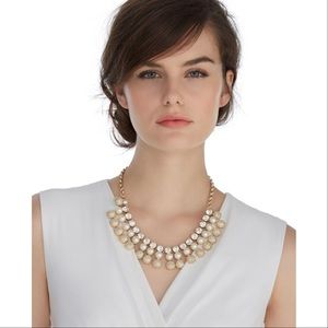 WHBM Golden Faux Pearl Collar Statement Necklace